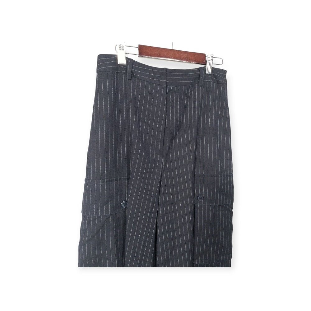 Anthropologie TwentySixHundred Navy Striped Wide Leg Dress Pants SZ 6 High Waist - Picture 3 of 14